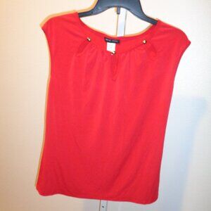 Mandy Evans Women's Red Polyester & Spandex Blouse Size Large Short Sleeve